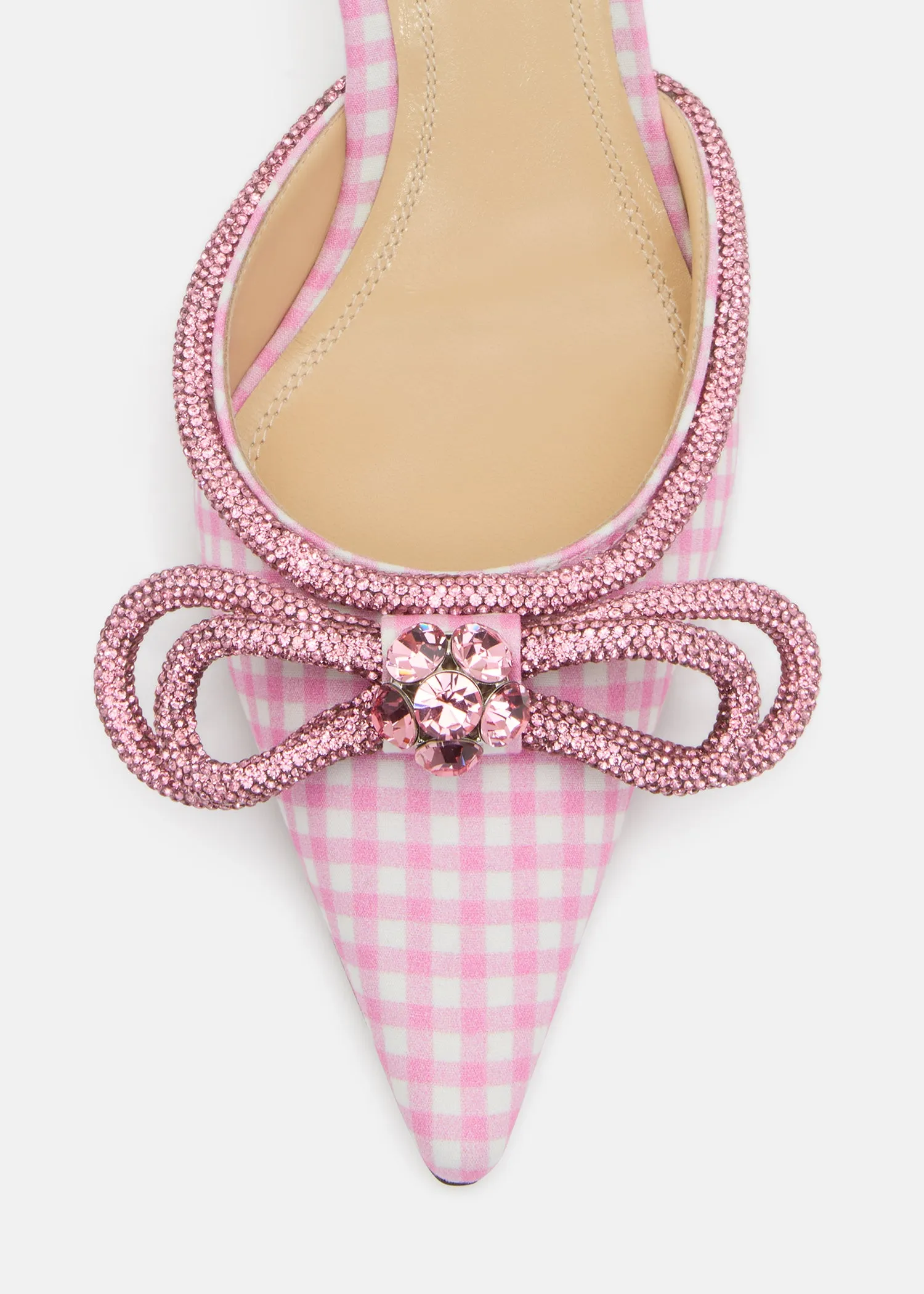 Double Bow Pink Gingham Pointed Toe Mules sold by MACH & MACH product image thumbnail 5