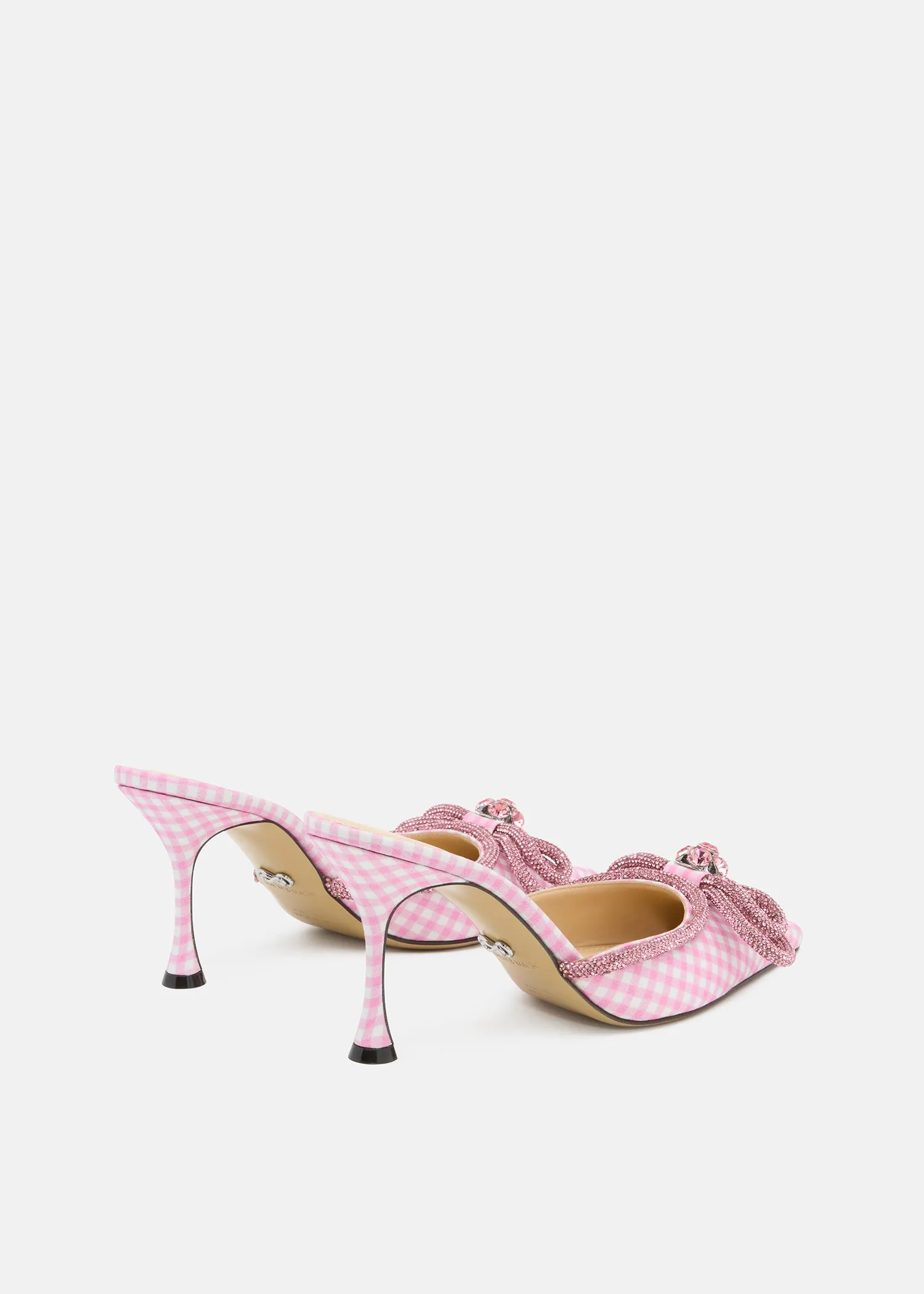 Double Bow Pink Gingham Pointed Toe Mules sold by MACH & MACH product image thumbnail 4