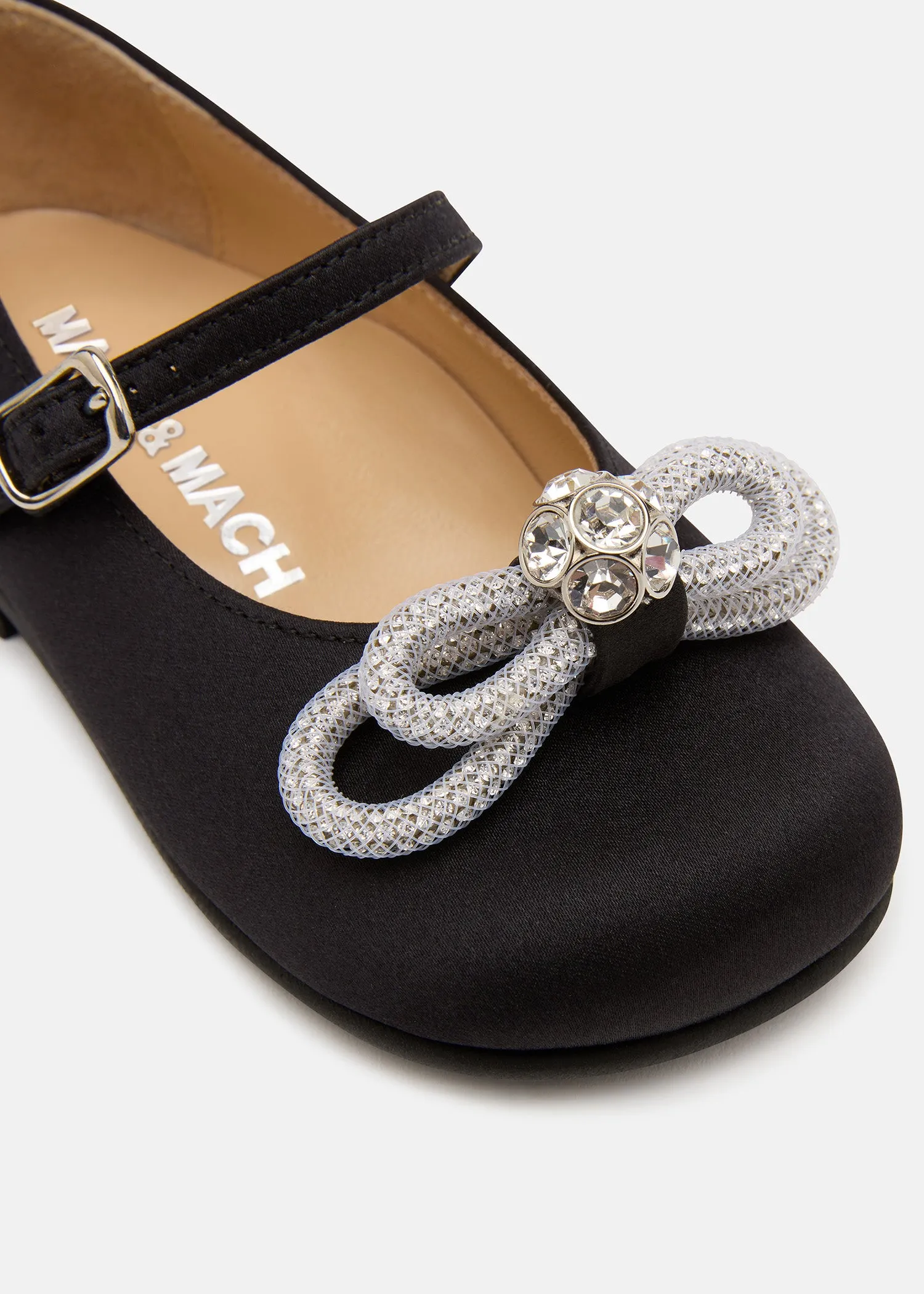 Double Bow Mini Ballerina in Black Satin sold by MACH & MACH product image thumbnail 5