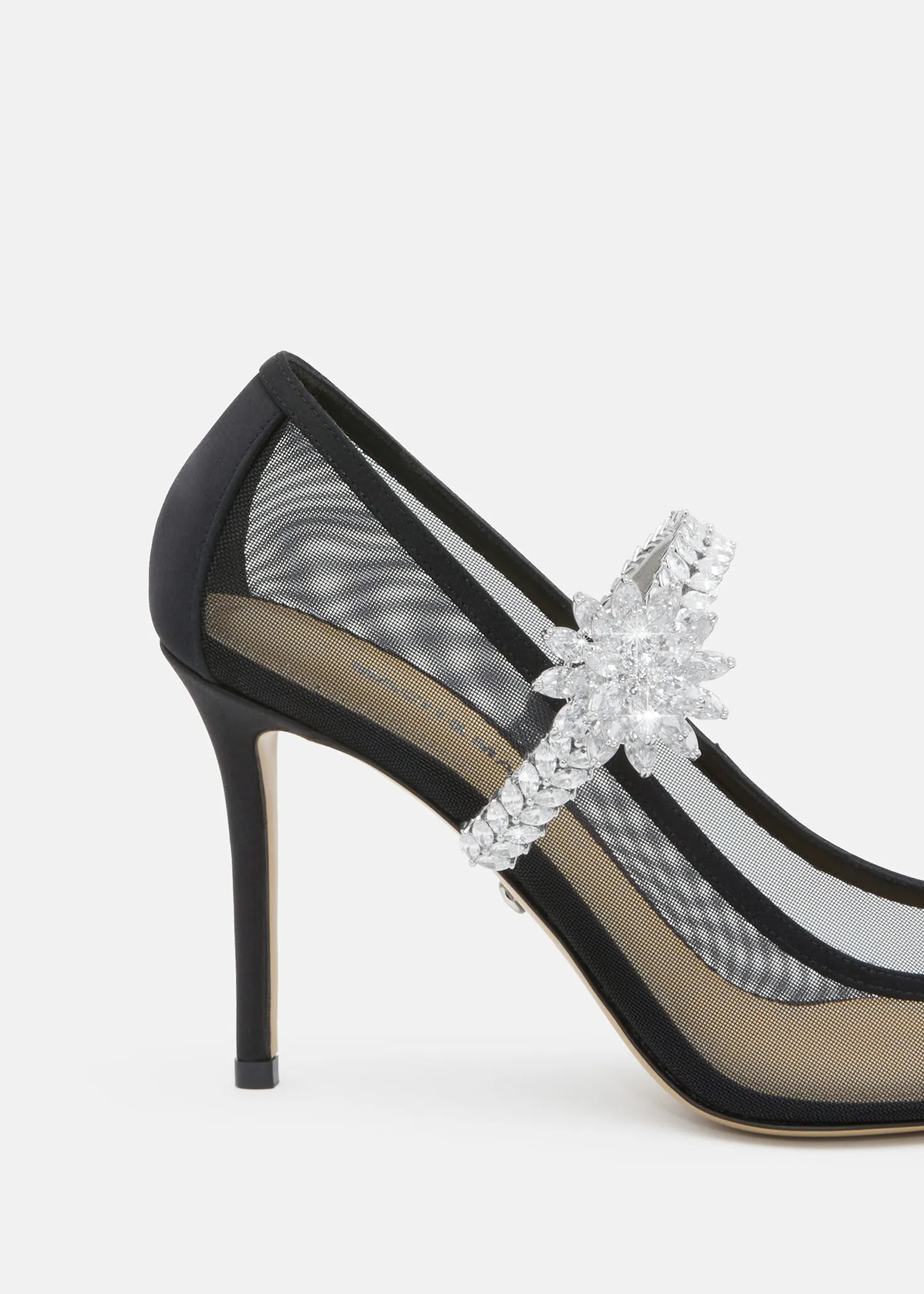 Lotus Flower Jewelled Black Mesh Pumps sold by MACH & MACH product image thumbnail 5