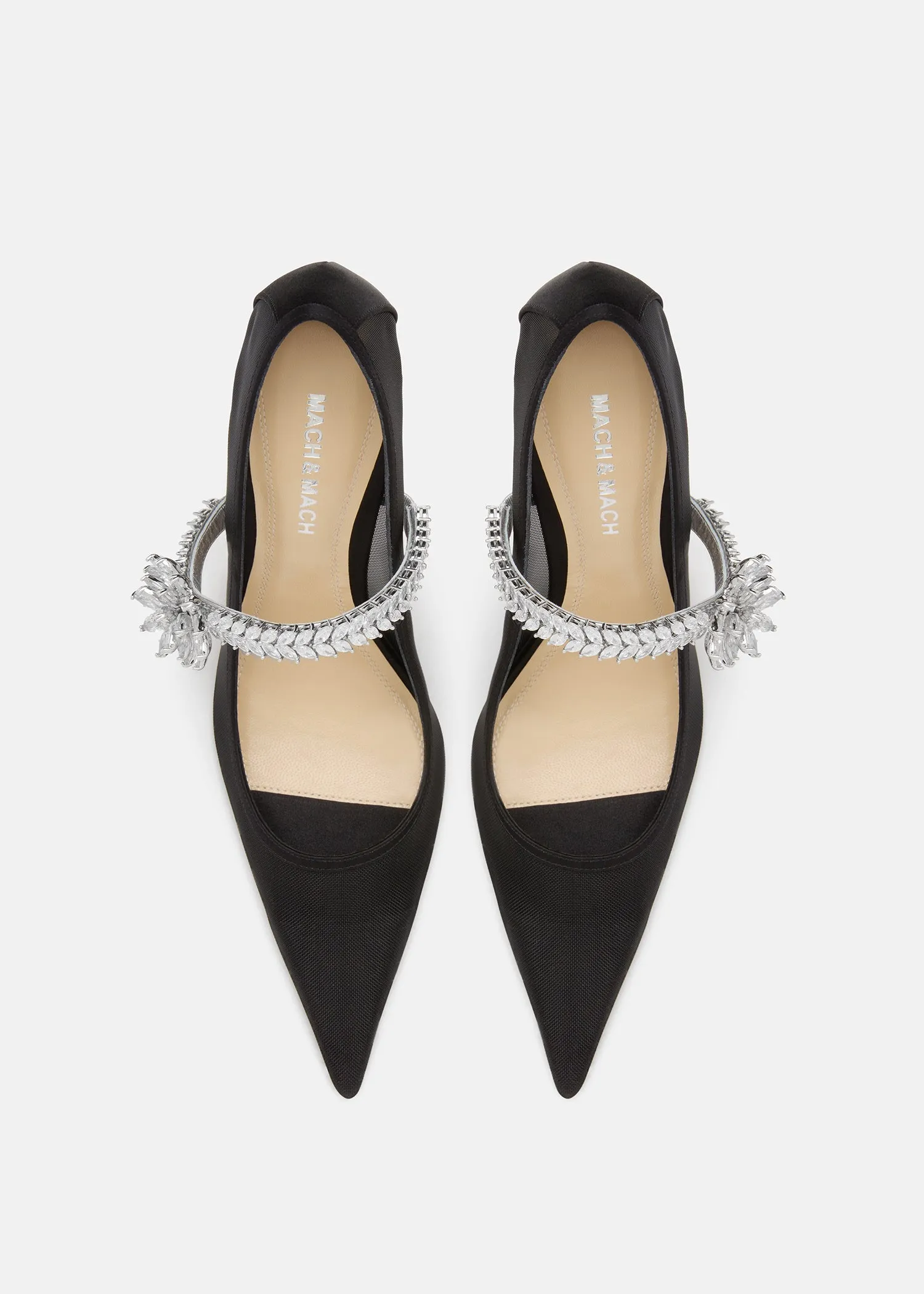 Lotus Flower Jewelled Black Mesh Pumps sold by MACH & MACH product image thumbnail 3