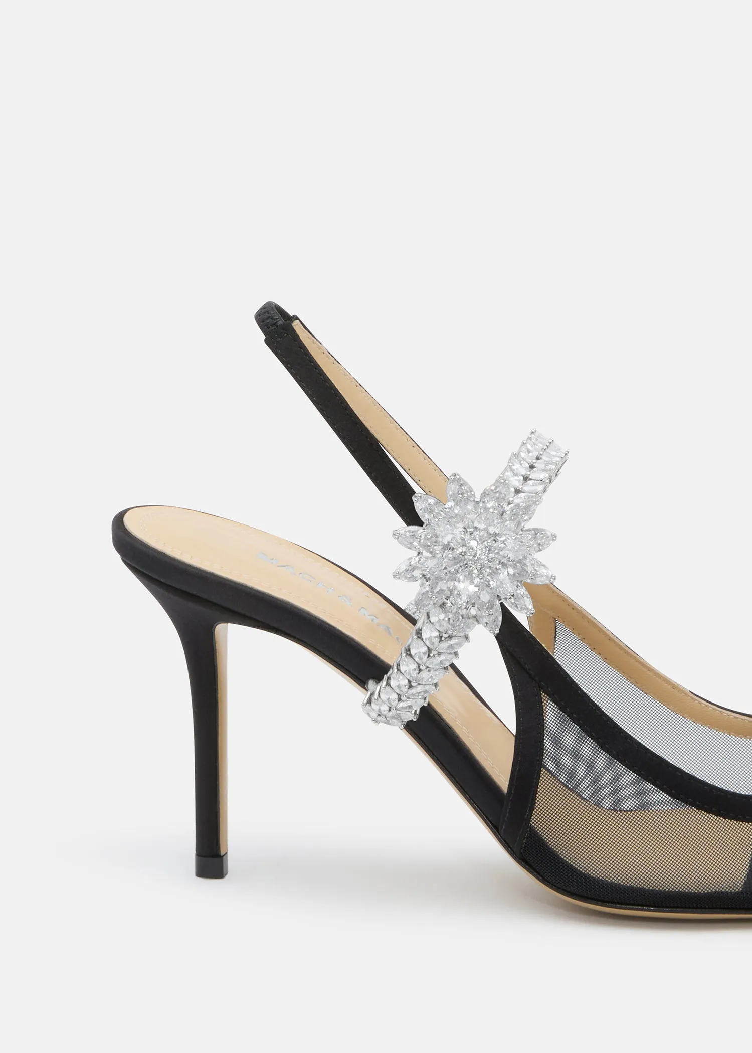 Lotus Flower Black Mesh Slingback sold by MACH & MACH product image thumbnail 5