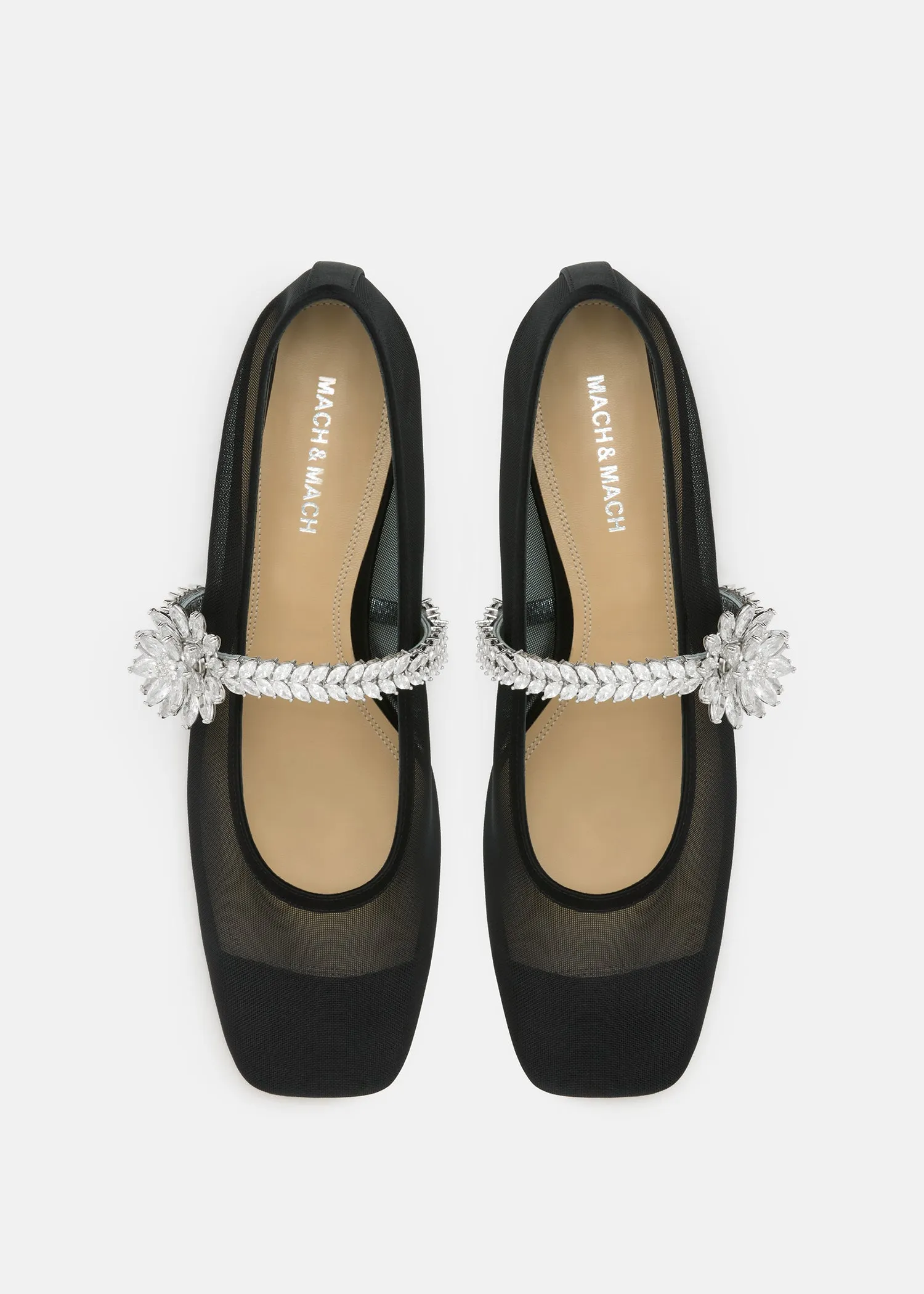 Lotus Flower Jewelled Mesh Ballerinas sold by MACH & MACH product image thumbnail 3