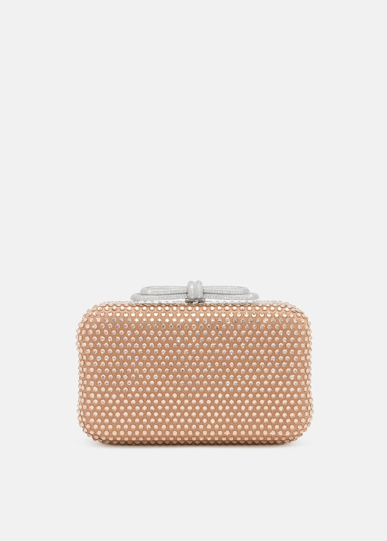 Double Bow Golden Brown Satin Clutch sold by MACH & MACH