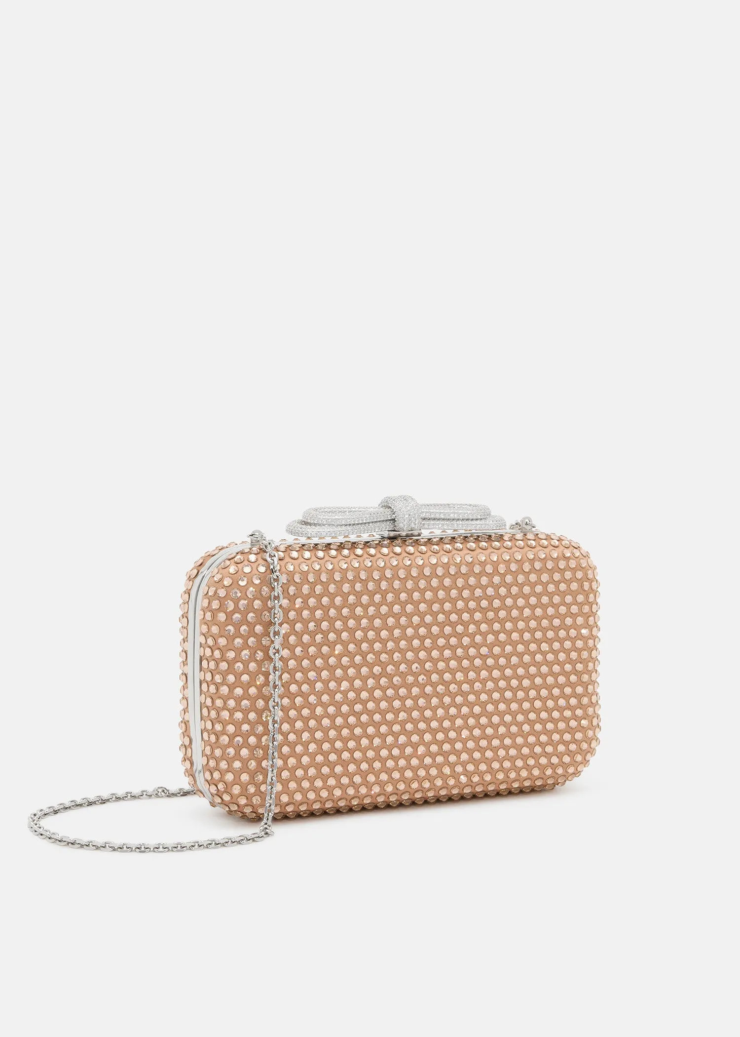 Double Bow Golden Brown Satin Clutch sold by MACH & MACH product image thumbnail 2