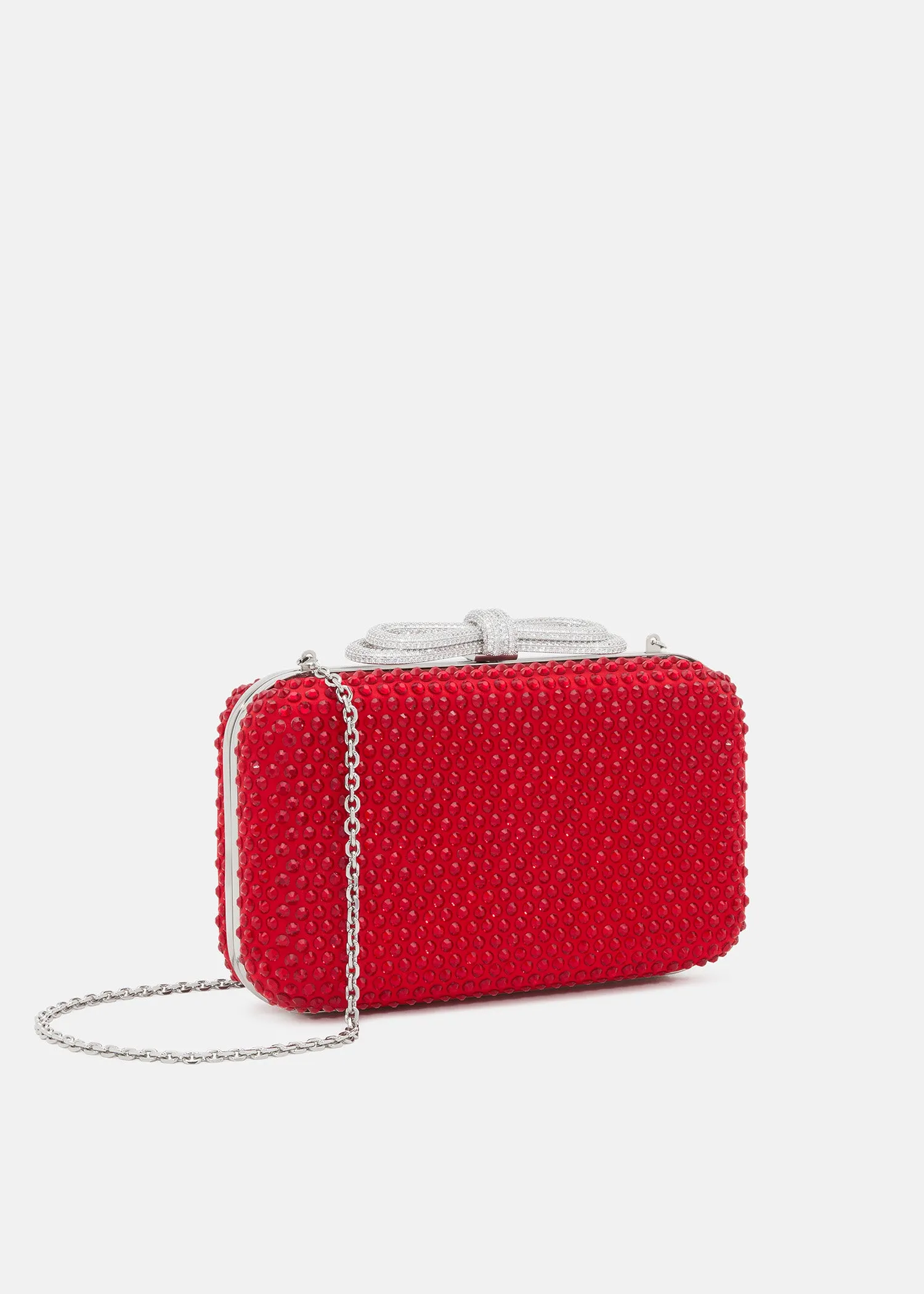 Double Bow Red Crystalized Satin Clutch sold by MACH & MACH product image thumbnail 2