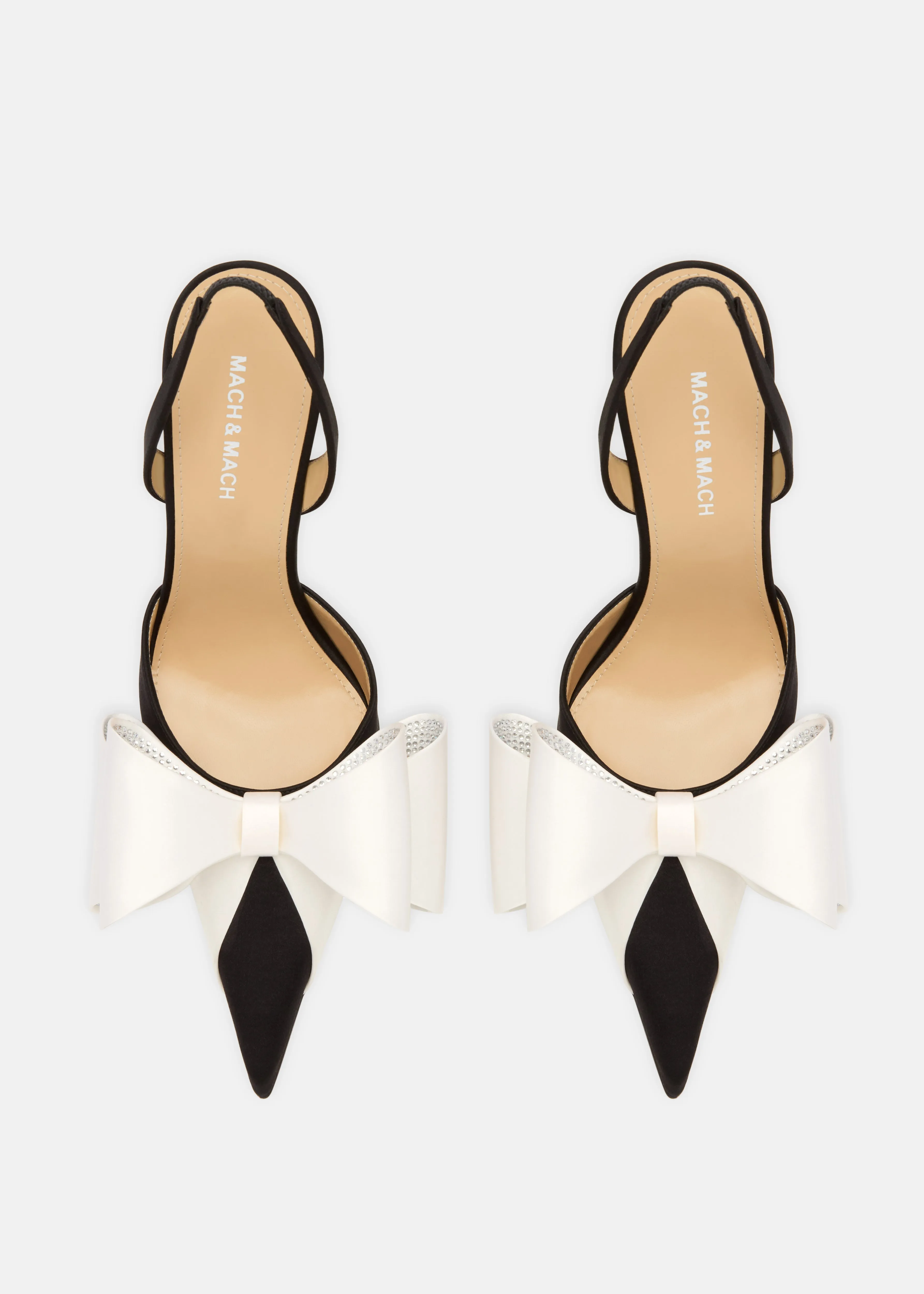 Le Cadeau White and Black Satin Slingback Pumps sold by MACH & MACH product image thumbnail 3
