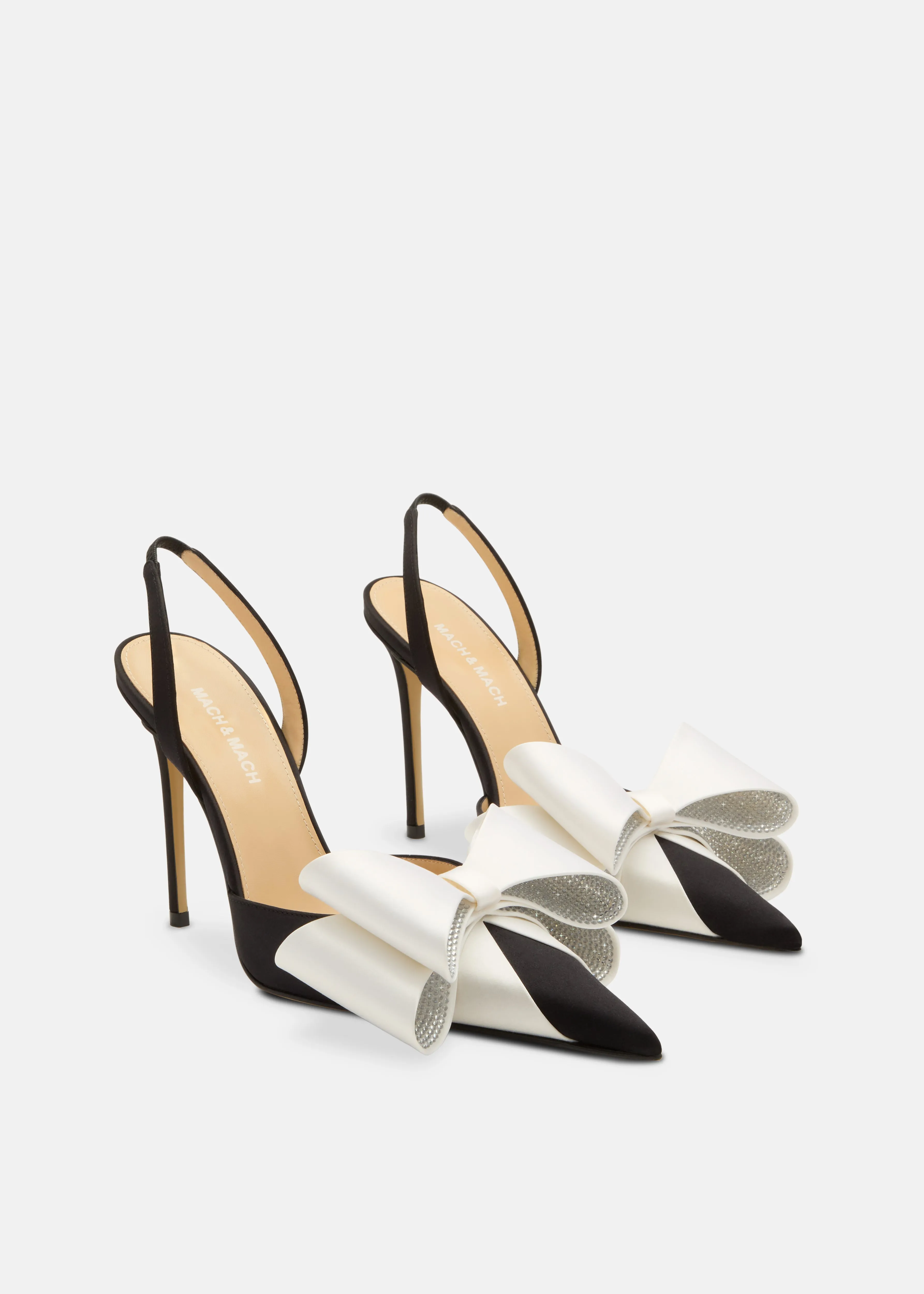 Le Cadeau White and Black Satin Slingback Pumps sold by MACH & MACH product image thumbnail 2