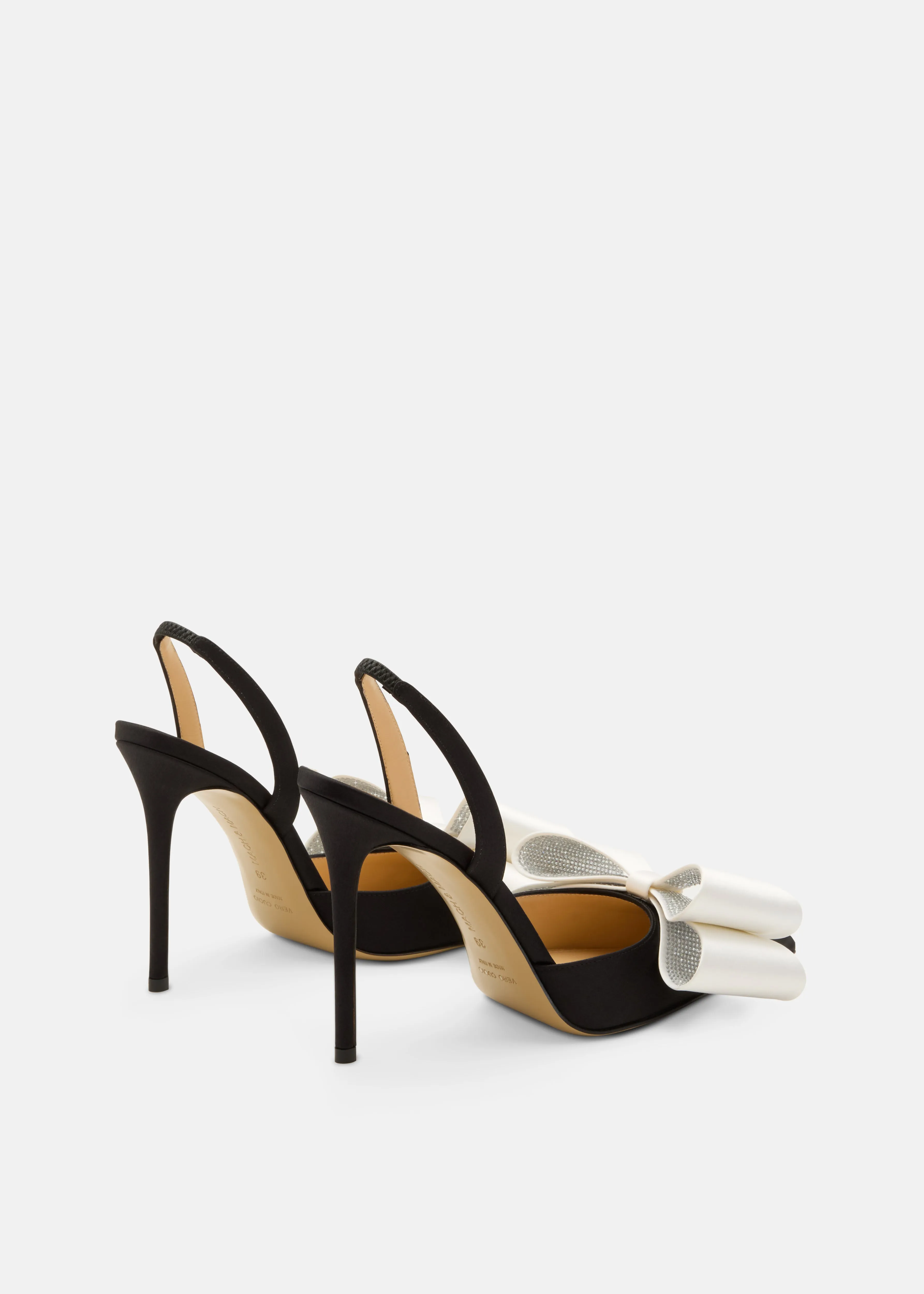 Le Cadeau White and Black Satin Slingback Pumps sold by MACH & MACH product image thumbnail 4