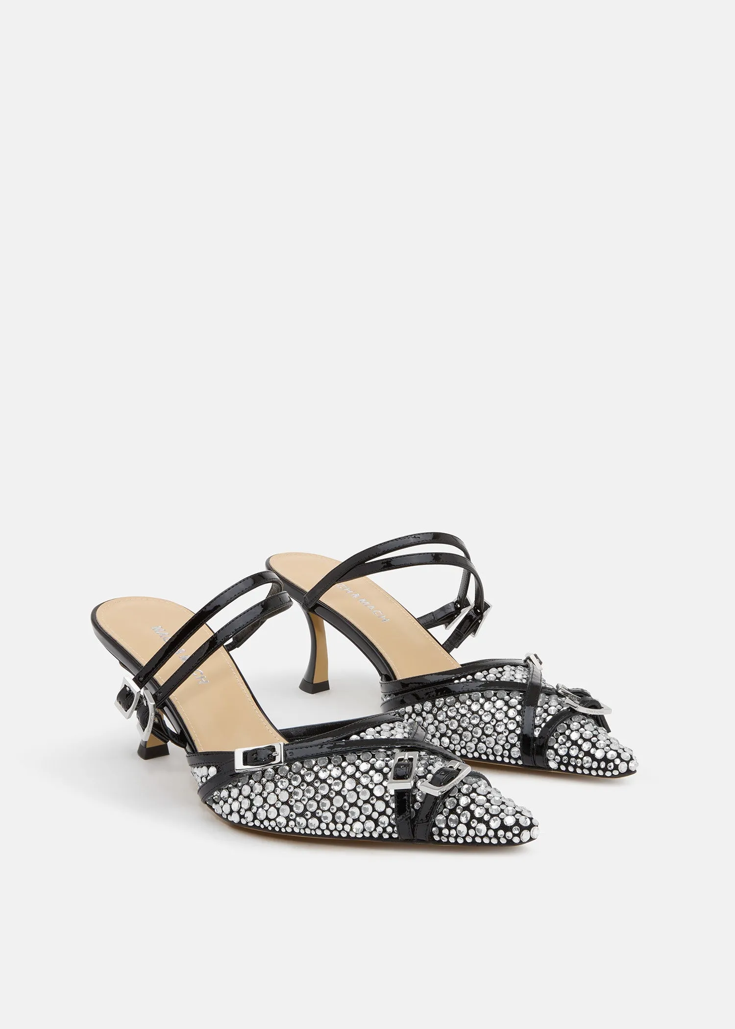 Crystal Net Black Mules With Straps sold by MACH & MACH product image thumbnail 2