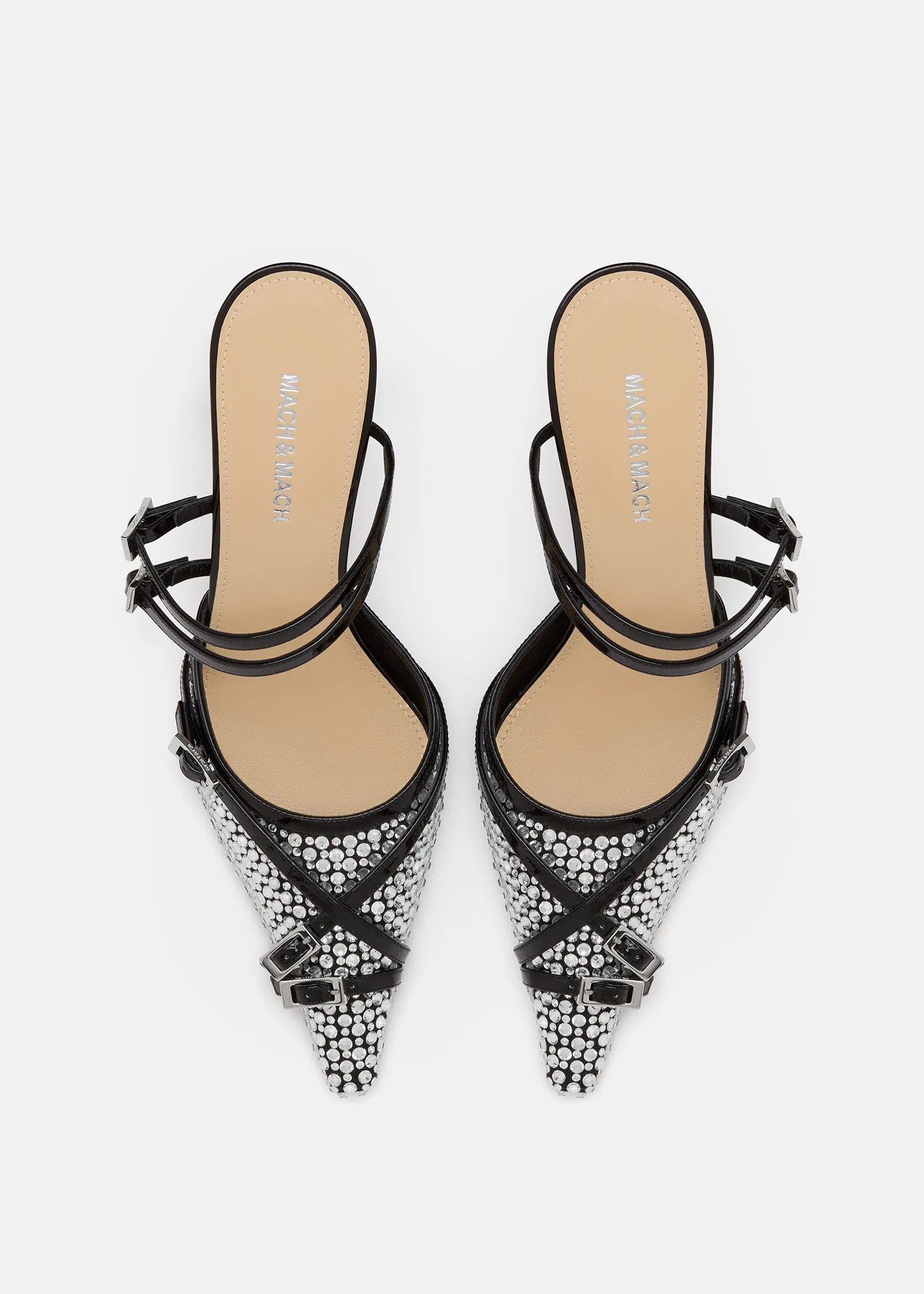 Crystal Net Black Mules With Straps sold by MACH & MACH product image thumbnail 3