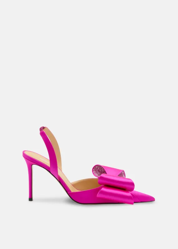 Le Cadeau Fuchsia Satin Slingback Pumps made by MACH & MACH