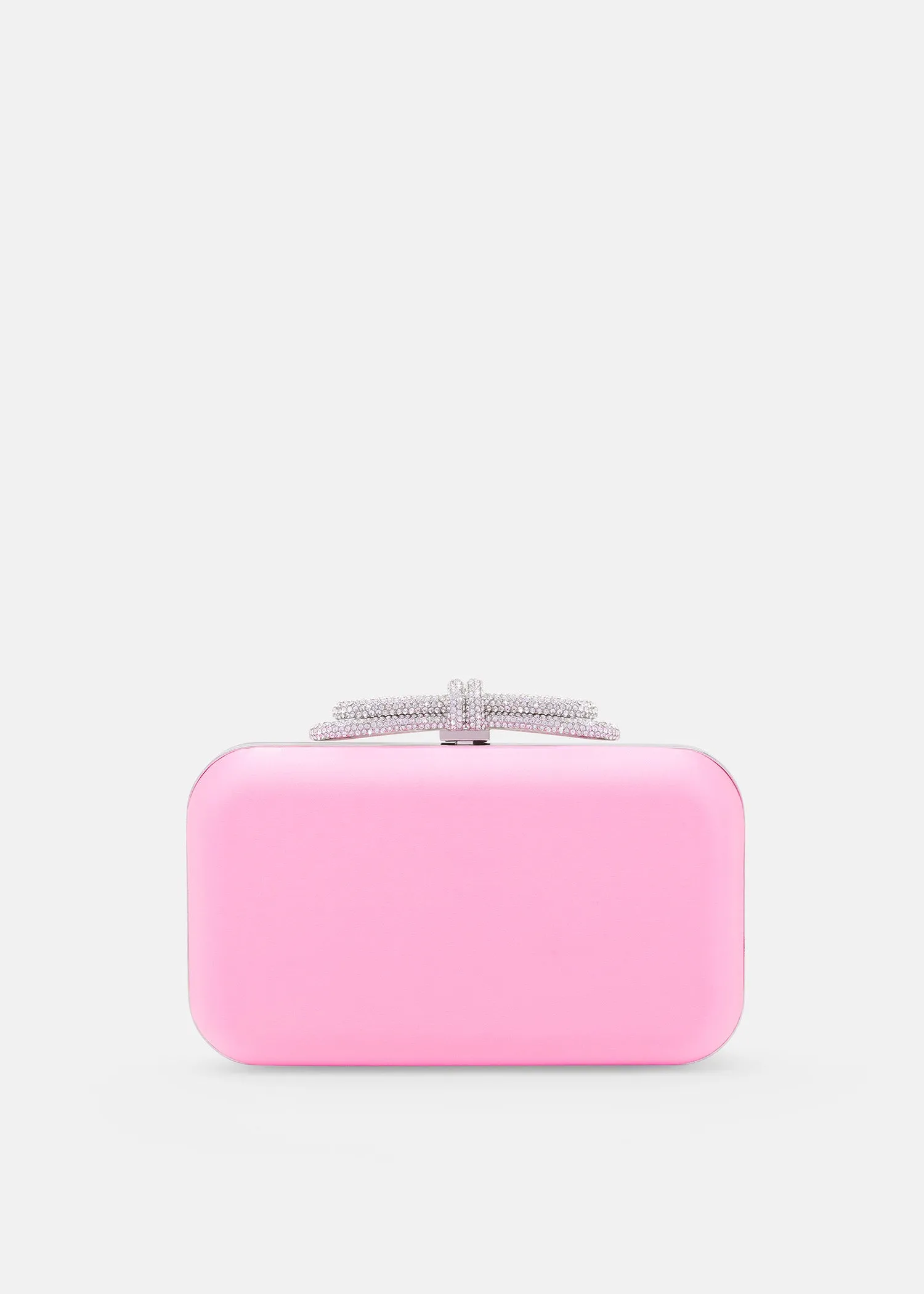 DOUBLE BOW PINK SATIN CLUTCH SMALL sold by MACH & MACH