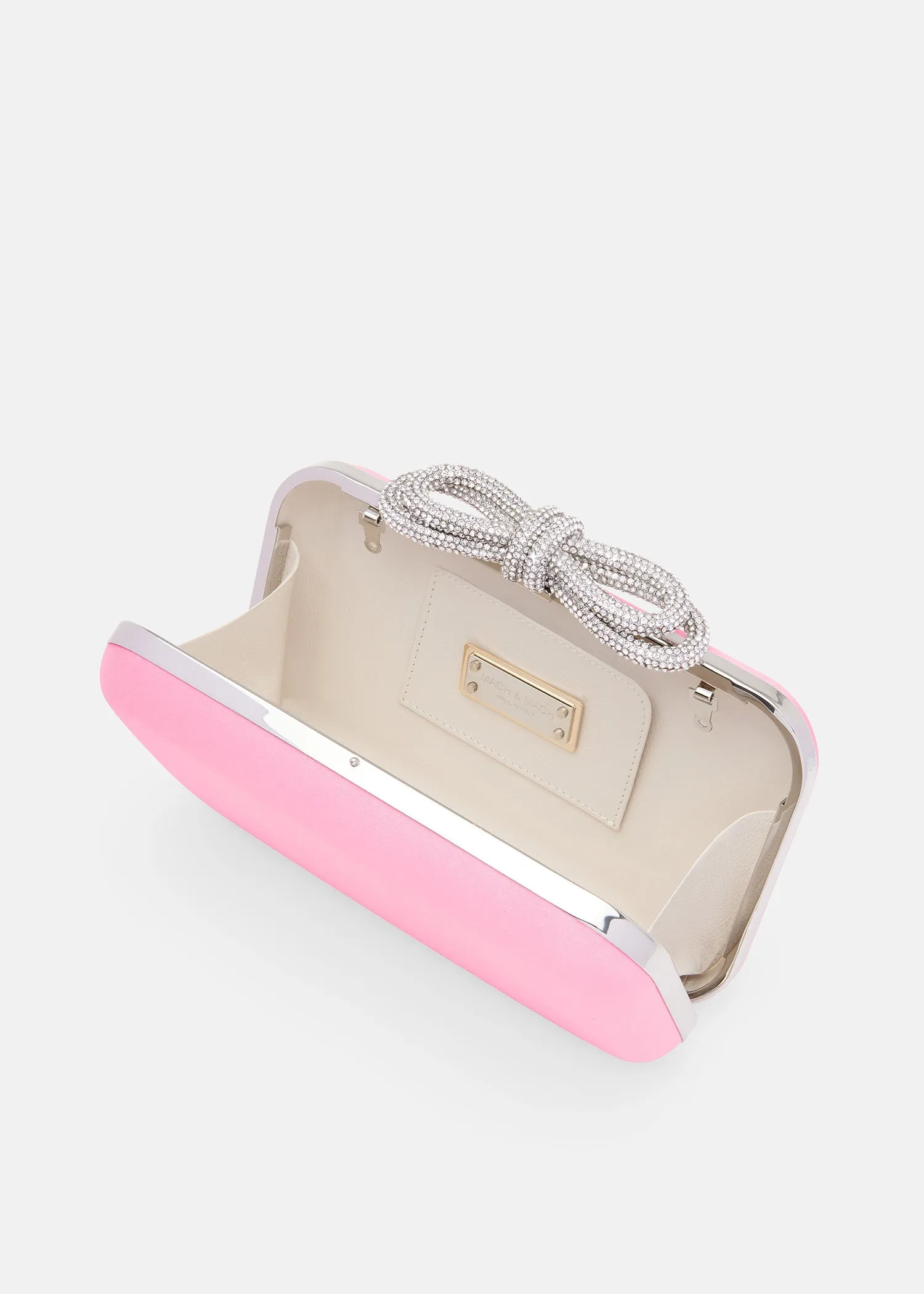 DOUBLE BOW PINK SATIN CLUTCH SMALL sold by MACH & MACH product image thumbnail 4