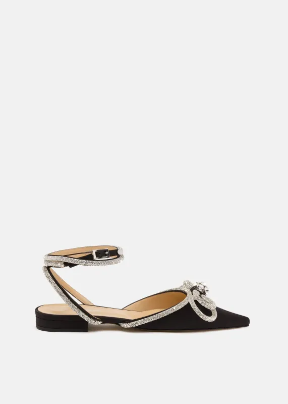 Double Bow Satin Flats sold by MACH & MACH