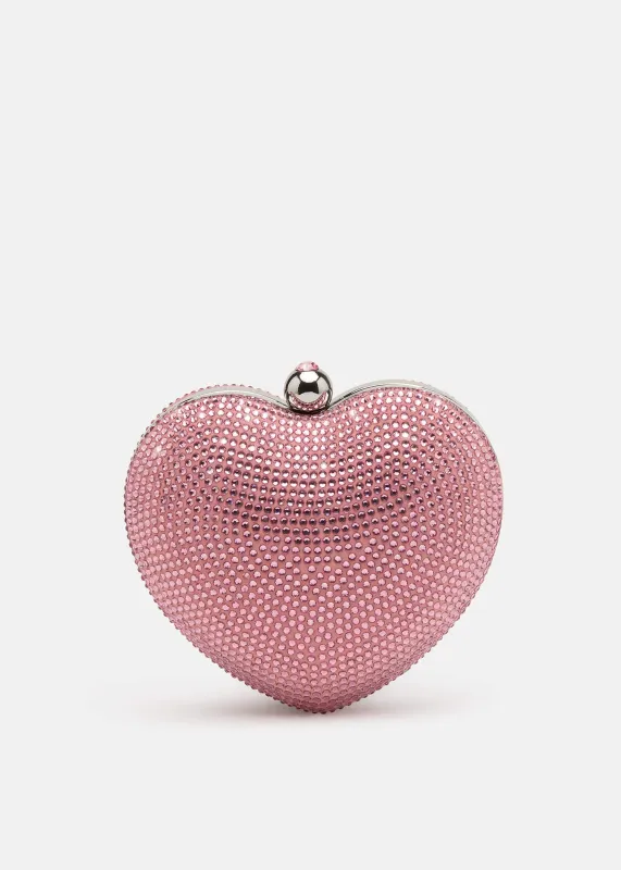 Crystal Heart Suede Clutch made by MACH & MACH