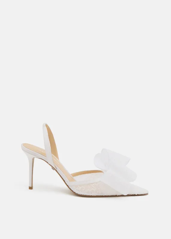 Le Cadeau White Lace Slingback made by MACH & MACH