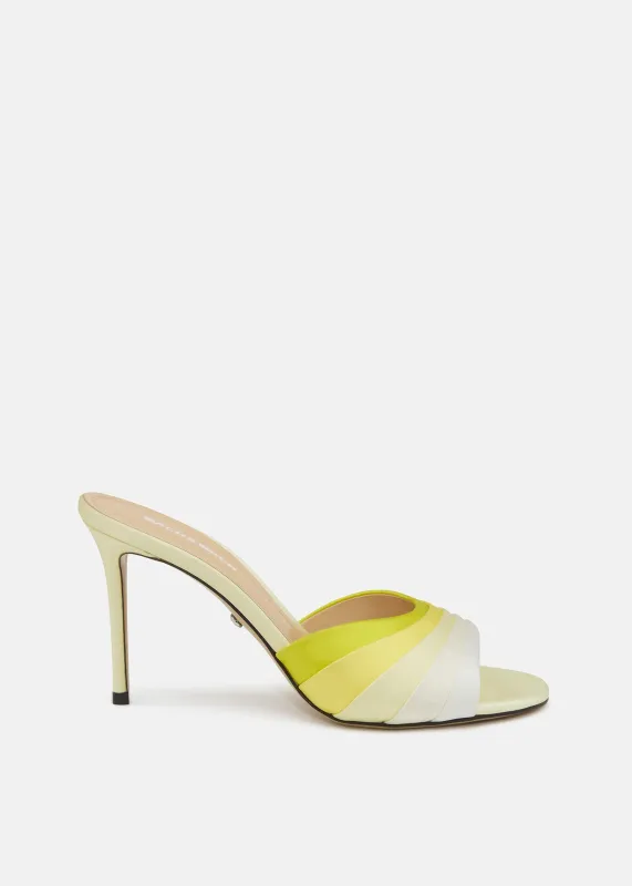 Gradient Butter Yellow Satin Mules made by MACH & MACH