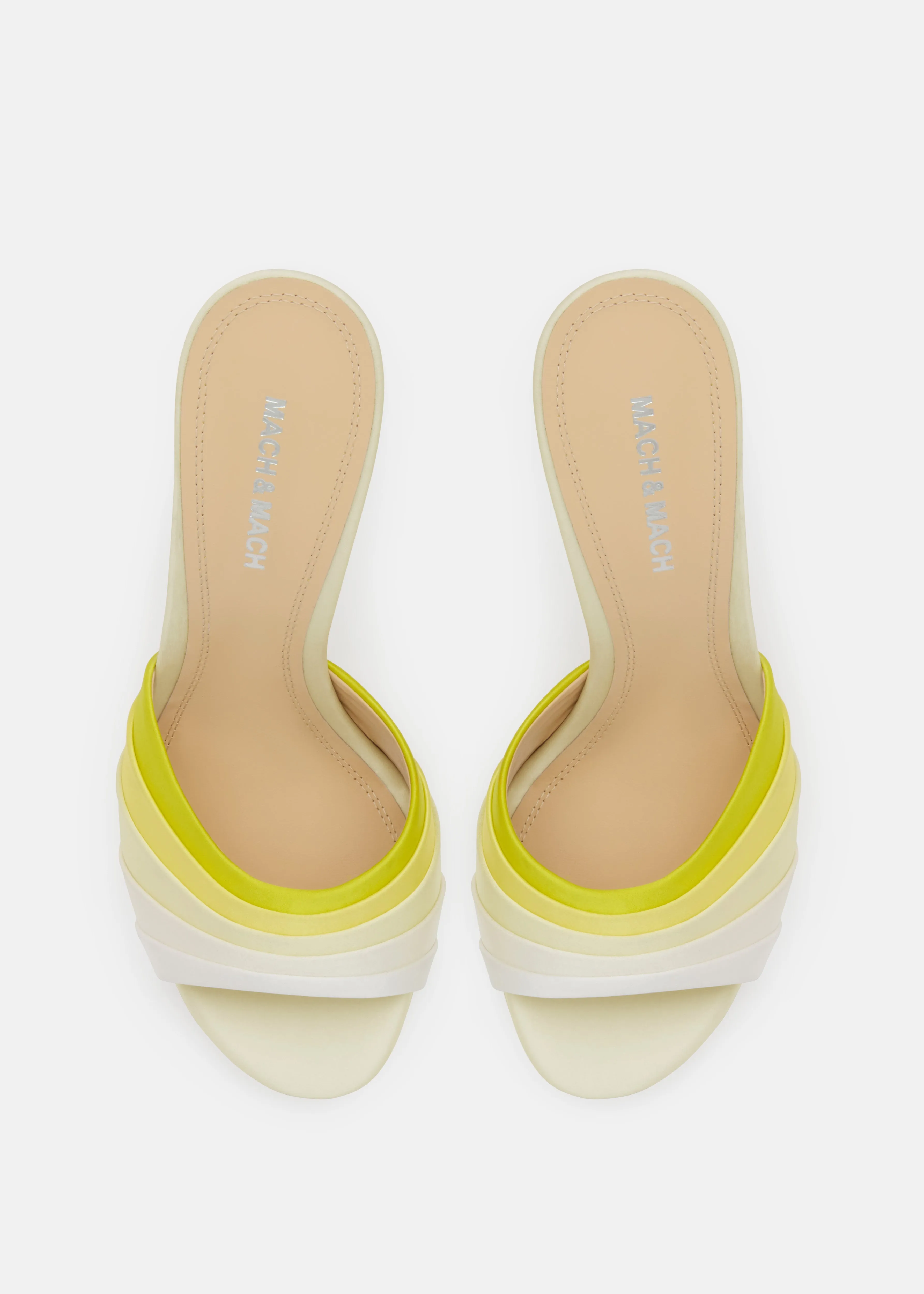 Gradient Butter Yellow Satin Mules sold by MACH & MACH product image thumbnail 2