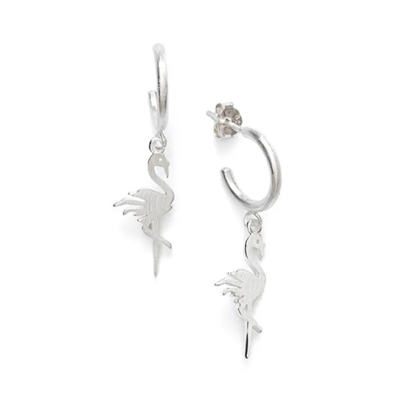 Flamingo Hoop Earring - Silver made by Anni Lu