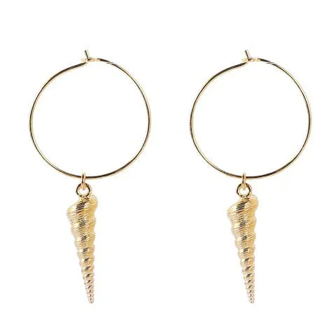 Turret Shell Hoop Earrings sold by Anni Lu