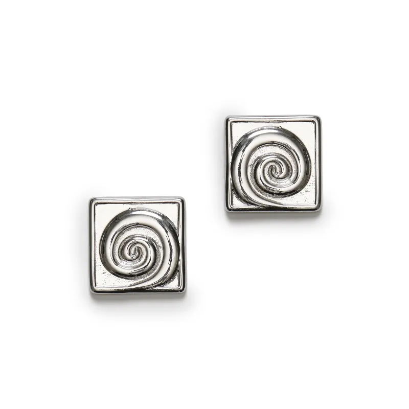 Swirly Square Earring - Silver made by Anni Lu