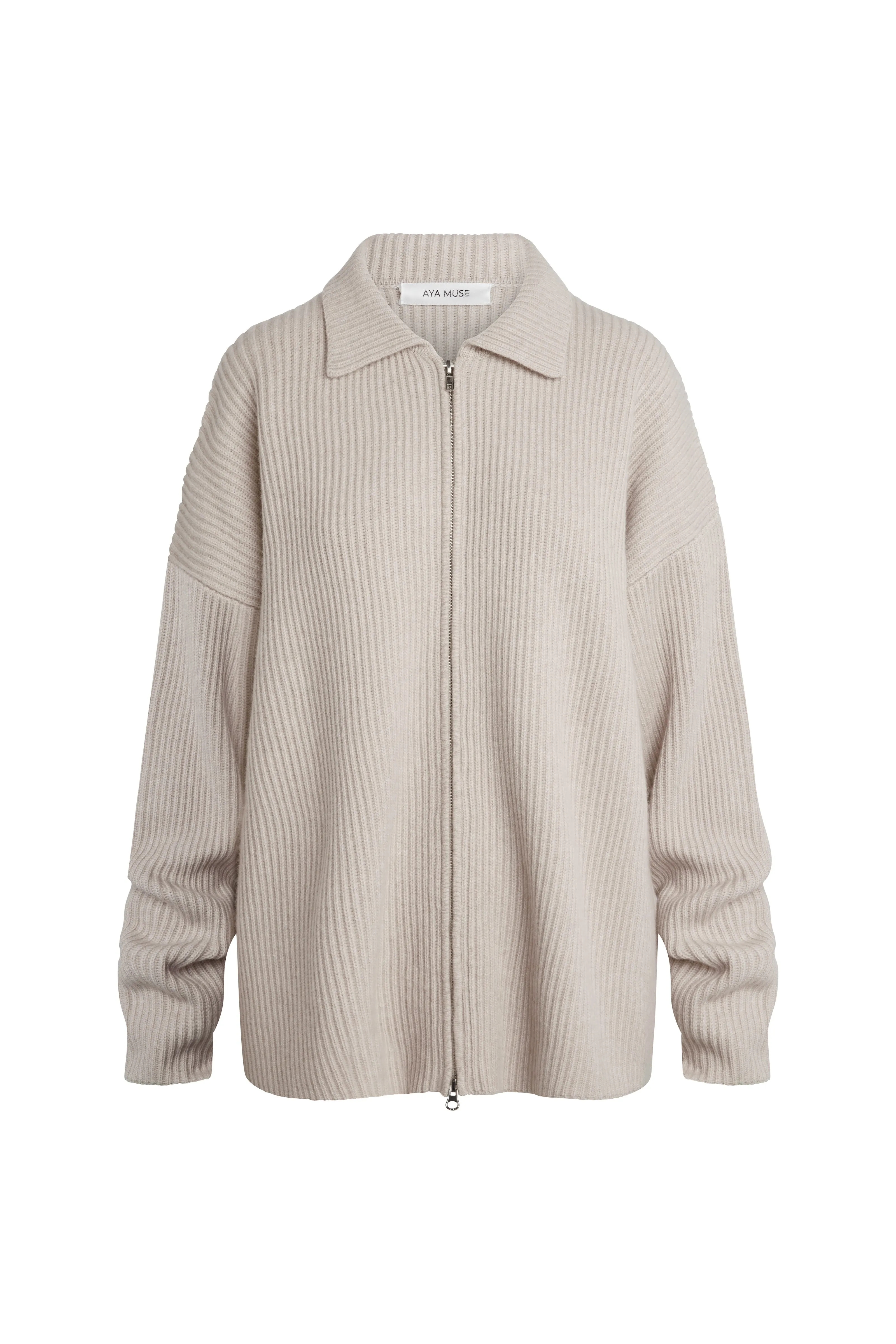 Cashmere Collared Zip Up sold by Aya Muse