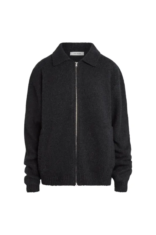 Knit Zip Up Jacket with Collar made by Aya Muse