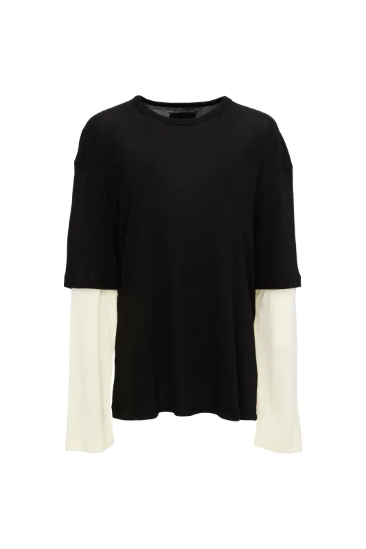 TWO TONE LONG-SLEEVE SHIRT made by Aya Muse