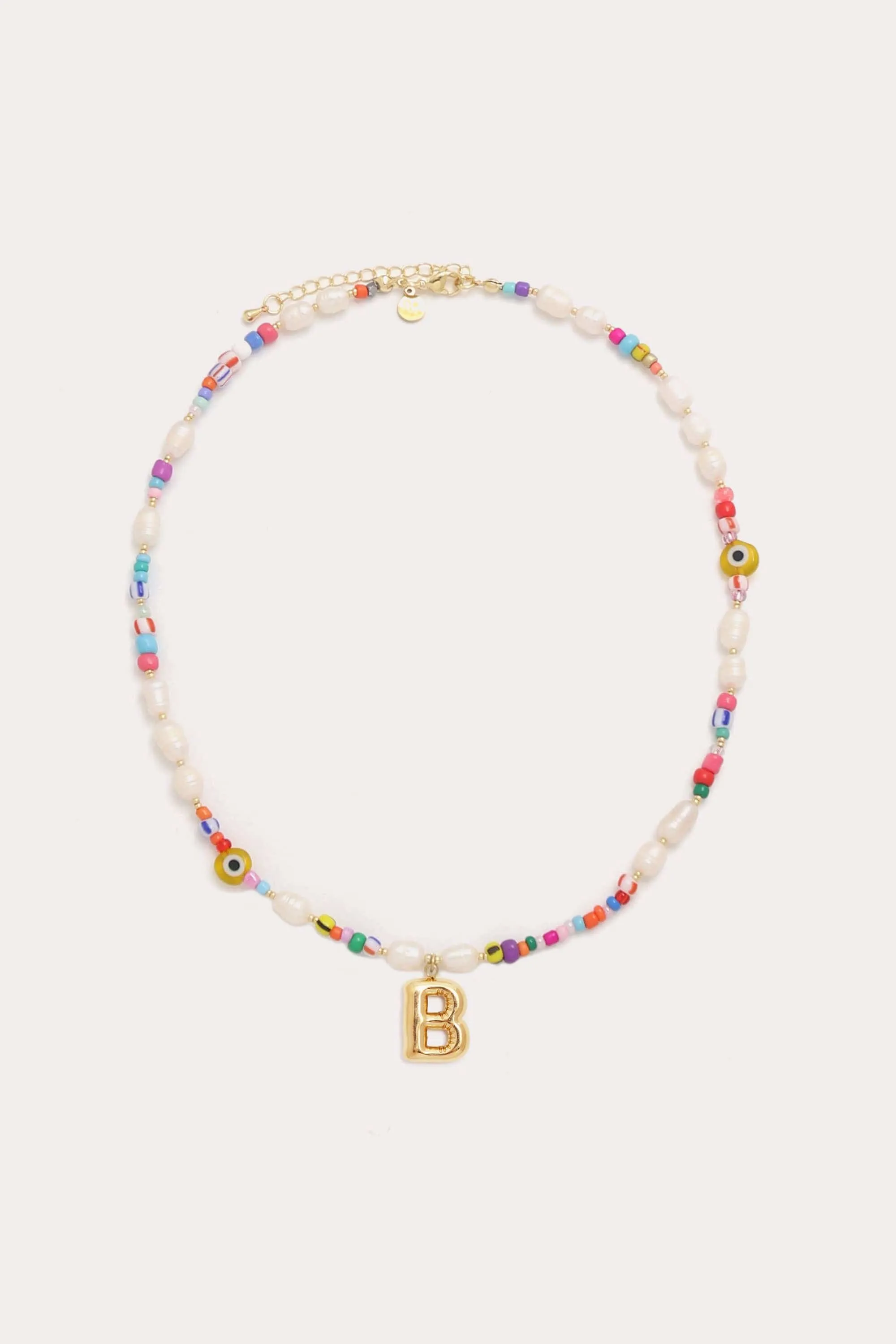 Beaded Pearl Bubble Initial Necklace sold by Petit Moments product image thumbnail 3