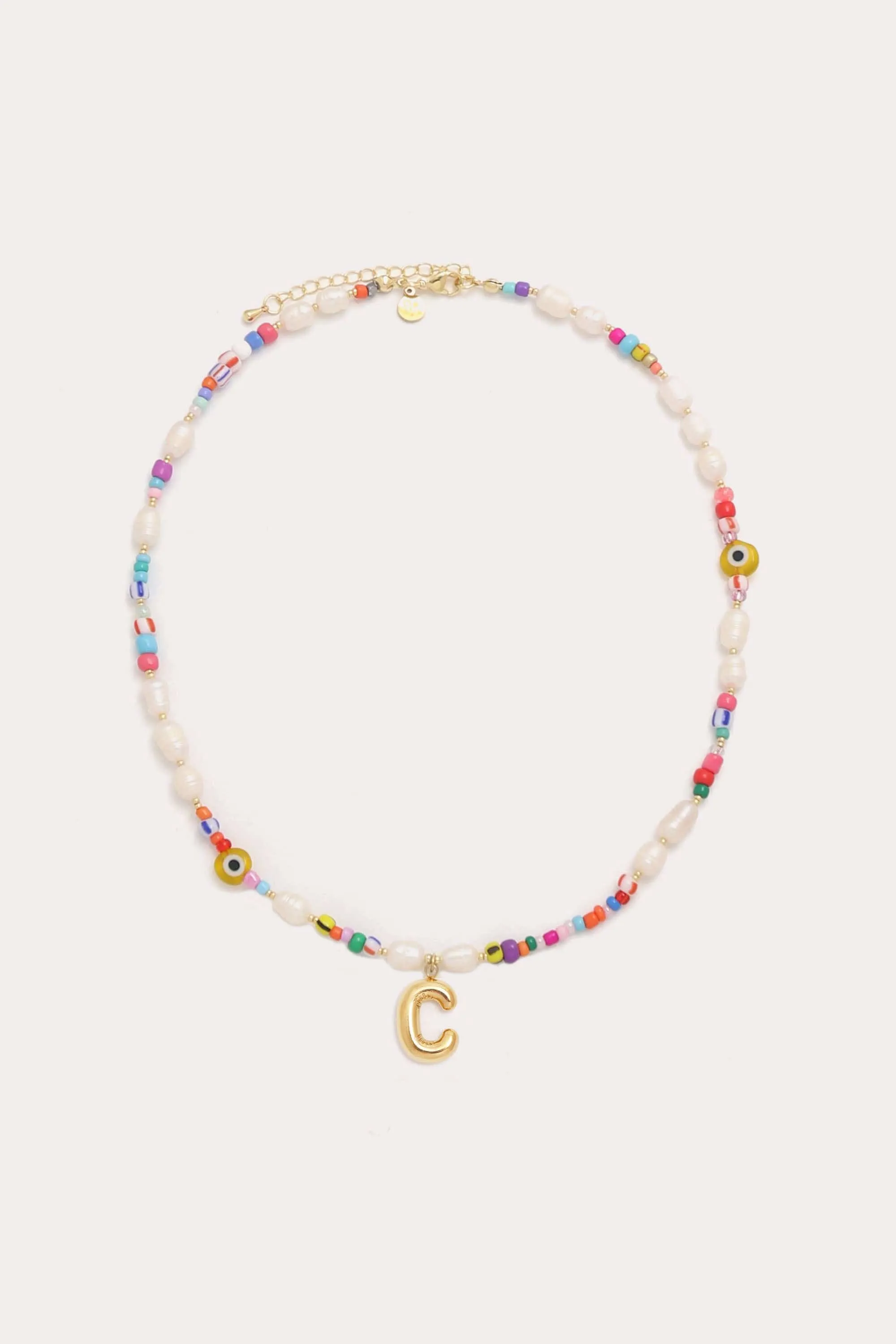 Beaded Pearl Bubble Initial Necklace sold by Petit Moments product image thumbnail 4