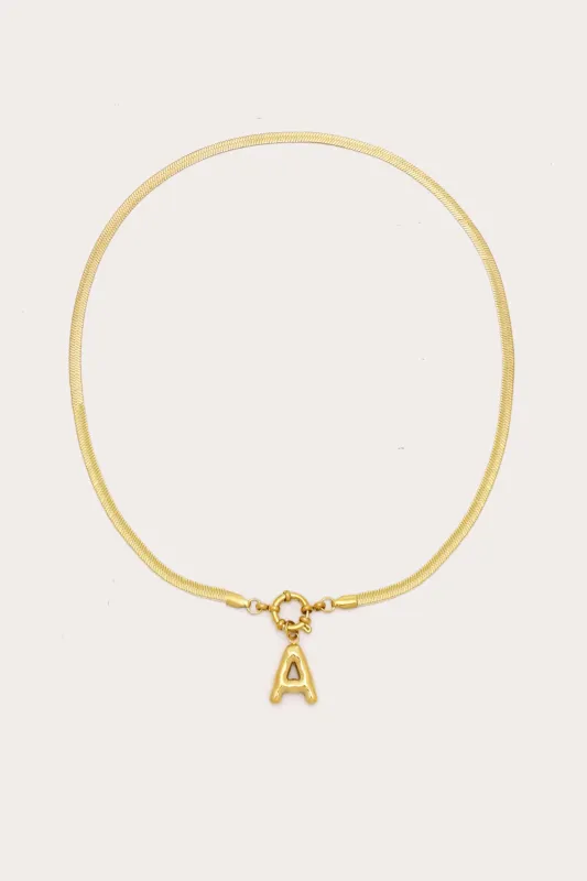 Bubble Initial Herringbone Necklace made by Petit Moments
