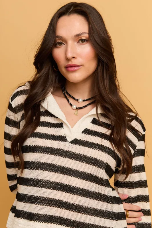 Tassel Pearl Charm Paracord Necklace made by Petit Moments