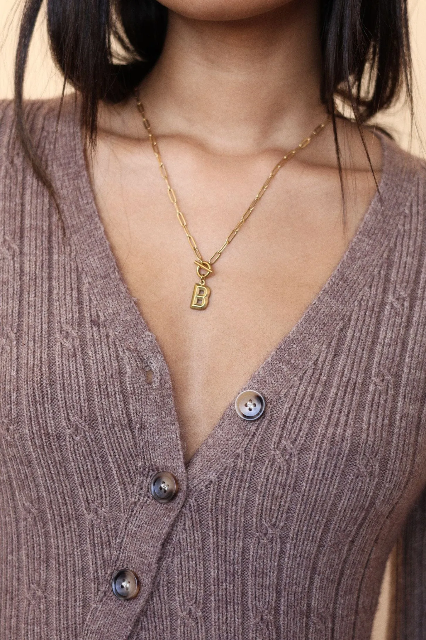 Paperclip Initial Necklace sold by Petit Moments