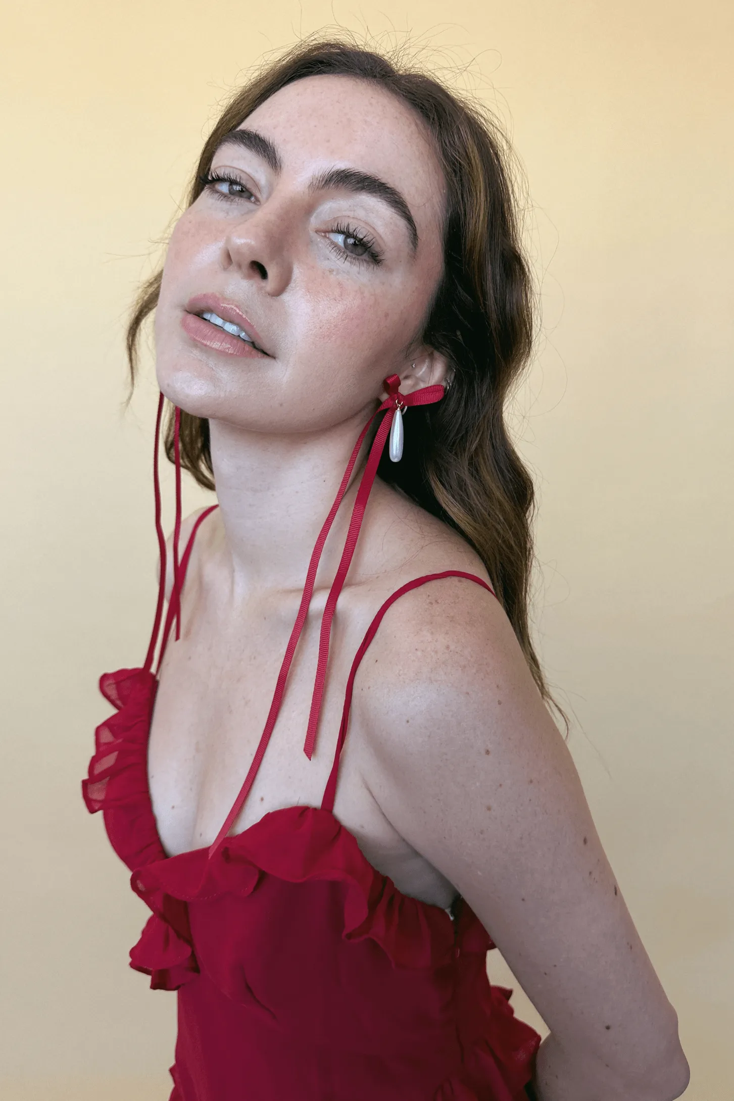 Long Bow Drop Pendant Earrings sold by Petit Moments product image thumbnail 4