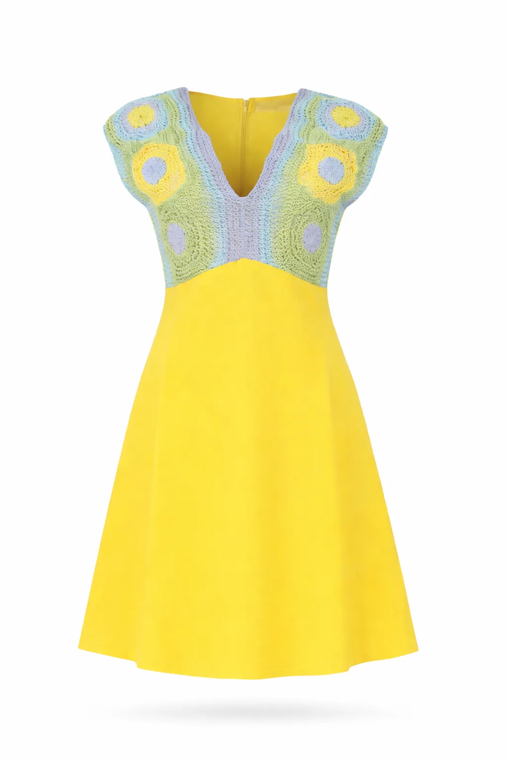 Ally Yellow Crochet Mini Dress sold by Anna Cate