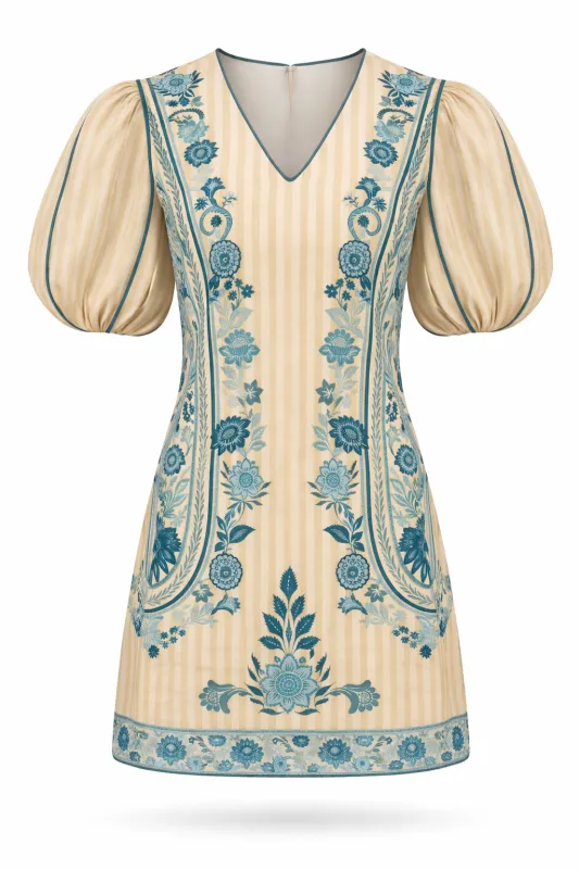 Clarke Paisley Stripe Mini Dress made by Anna Cate