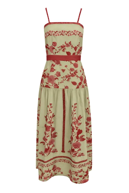 Asher Coral Petal Floral Midi Dress made by Anna Cate