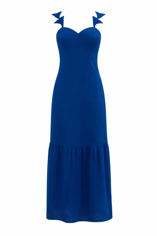 Zoe Royal Blue Midi Dress made by Anna Cate