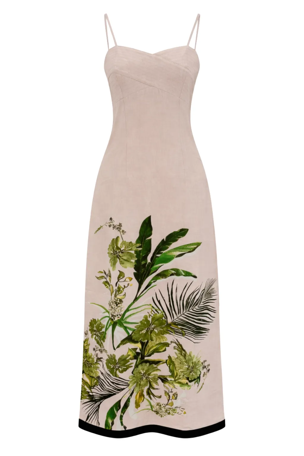 Carlie Neutral Botanical Midi Dress sold by Anna Cate