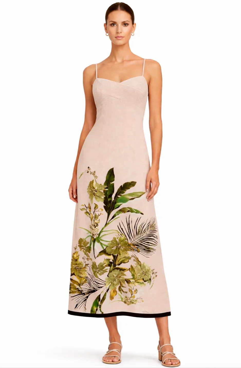 Carlie Neutral Botanical Midi Dress sold by Anna Cate product image thumbnail 2
