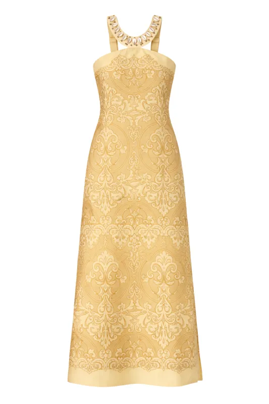 Abigail Sand Shell Strap Midi Dress made by Anna Cate