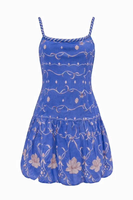 Maddie Sea Petal Blue Floral Mini Dress made by Anna Cate