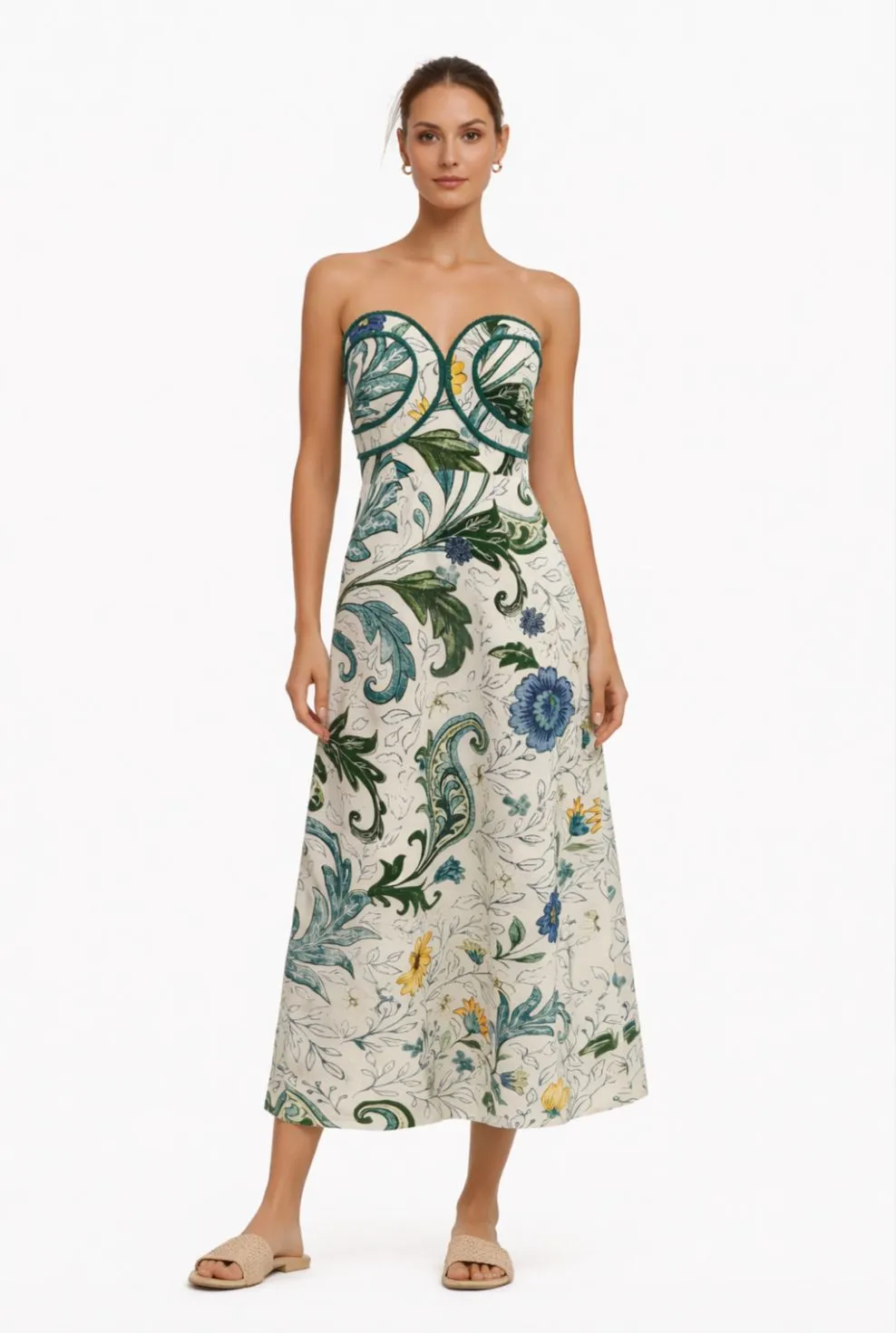 Hayden Multi Floral Daisy Strapless Midi Dress sold by Anna Cate product image thumbnail 2