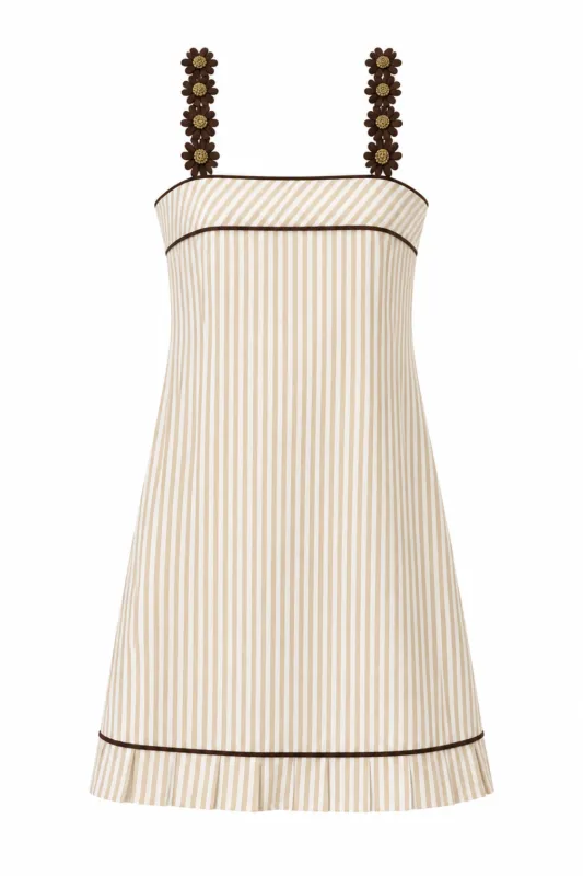 Lills Sand Stripe Floral Mini Dress made by Anna Cate