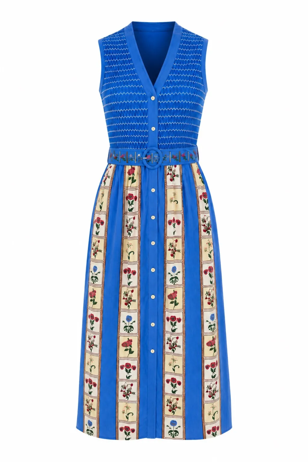Millie Blue Belle Floral Stripe Midi Dress sold by Anna Cate