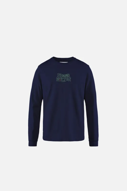 California Cotton Long Sleeve Tee, Flower Power Navy sold by District Vision