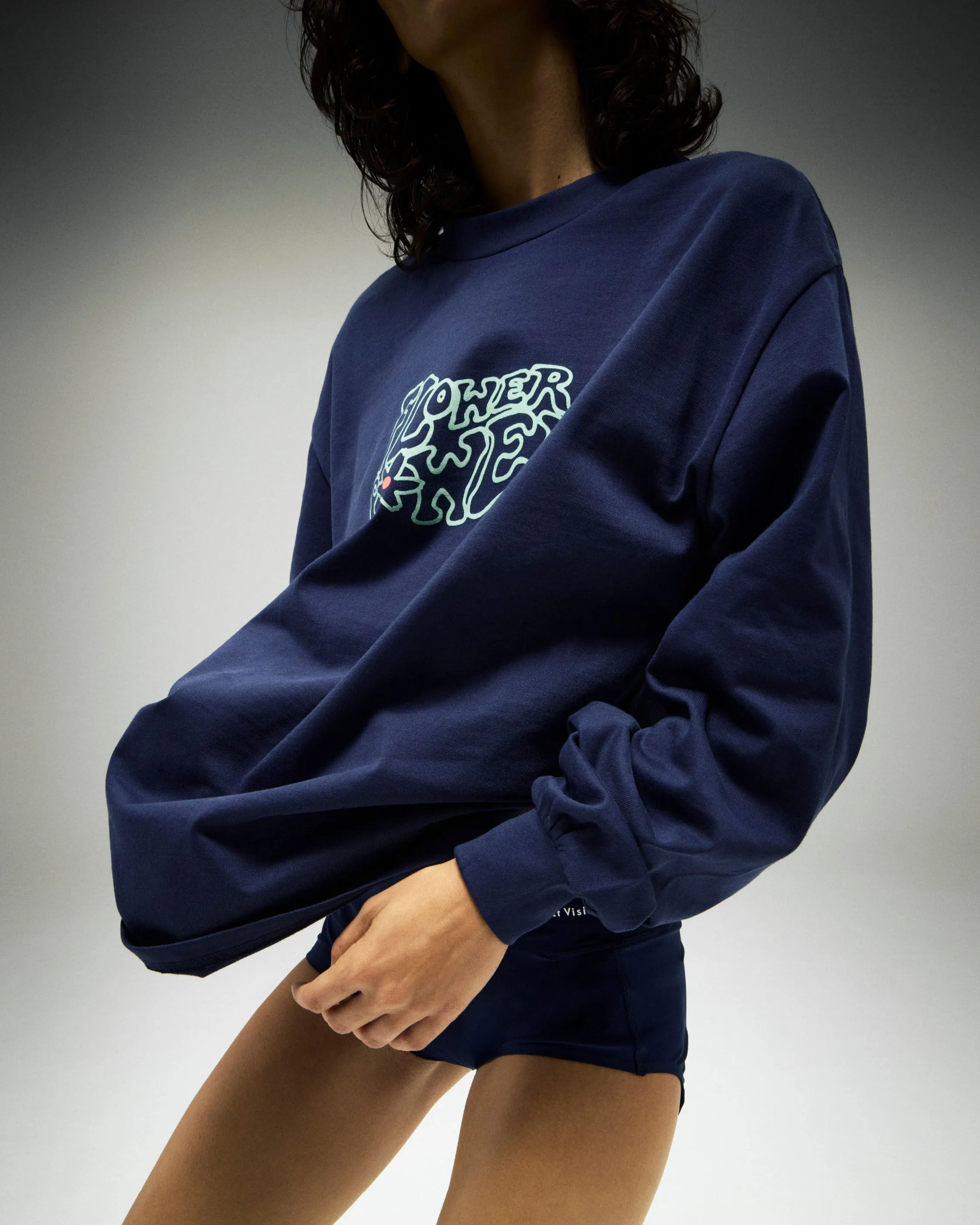 California Cotton Long Sleeve Tee, Flower Power Navy sold by District Vision product image thumbnail 3