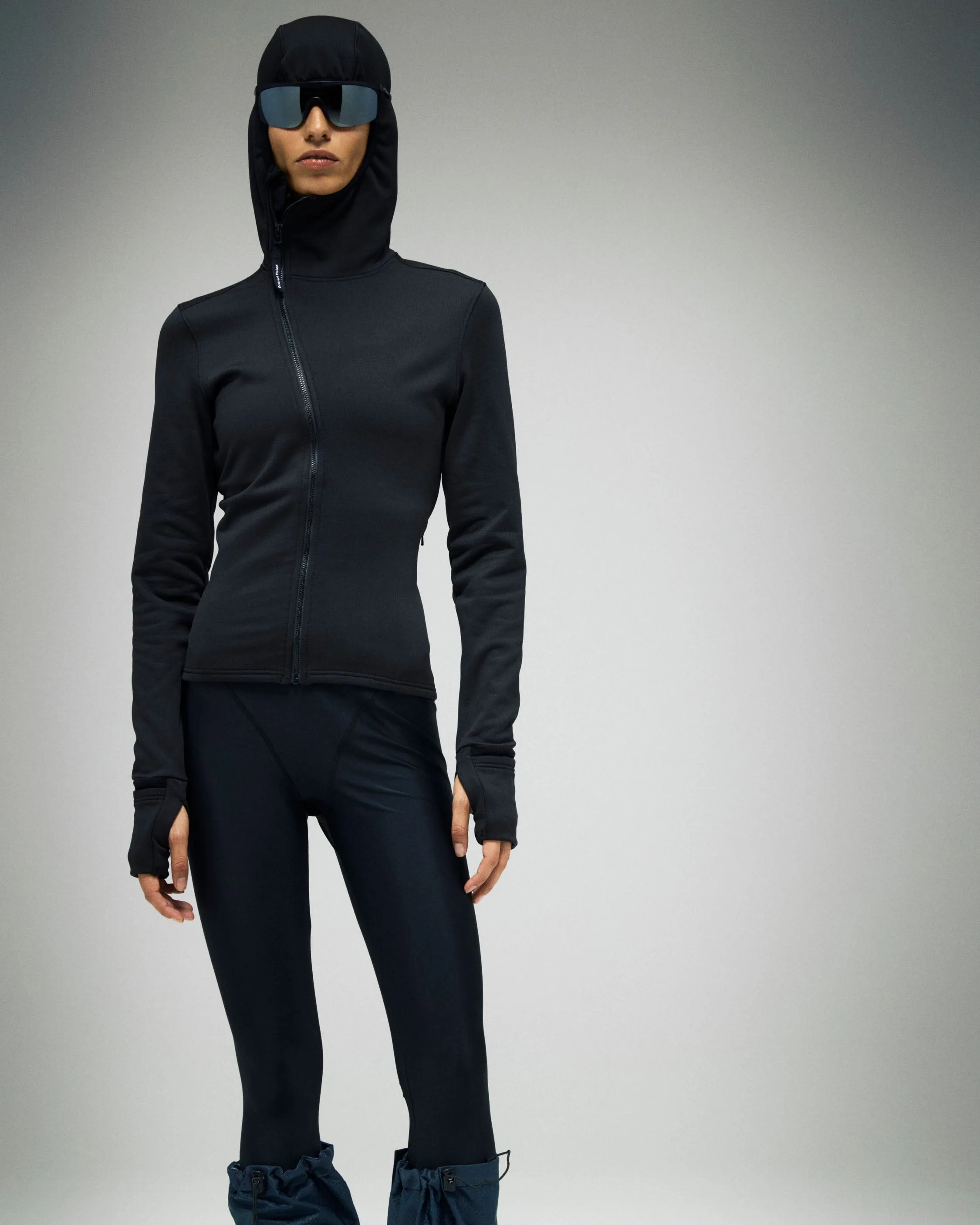 Hooded Fitted Grid Fleece, Black sold by District Vision product image thumbnail 3