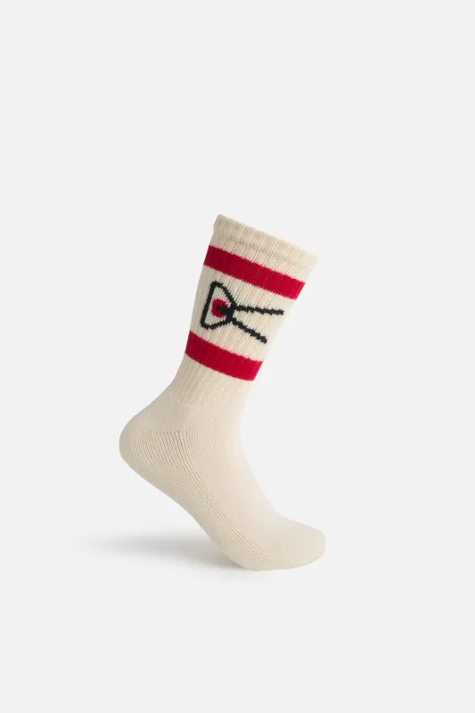USA Cotton Socks, Cream & Red Stripe made by American Trench